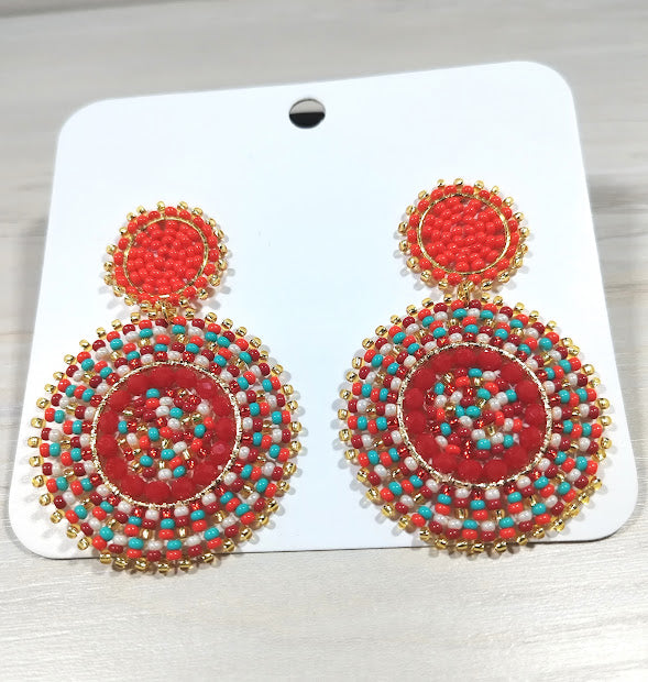 Pendientes Abalorios Blancos con Marrón