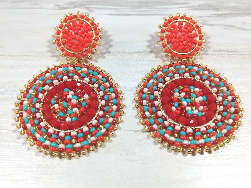 Pendientes Abalorios Blancos con Marrón