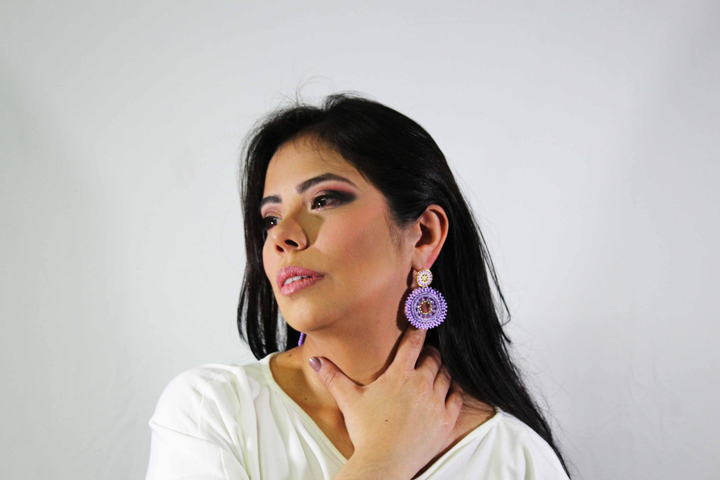 Purple Beads Earrings