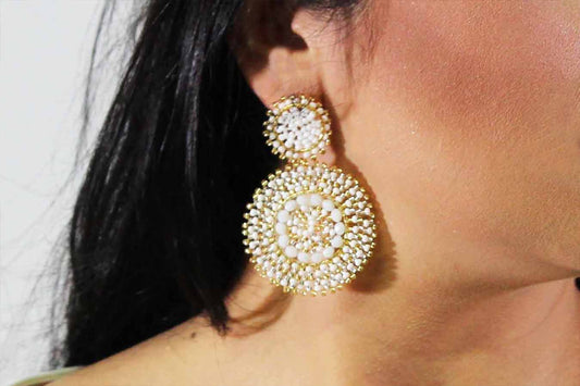 White Beads Earrings